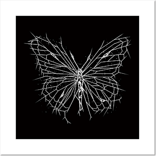 Broken Glass Butterfly Black and White by Tobe Fonseca Posters and Art